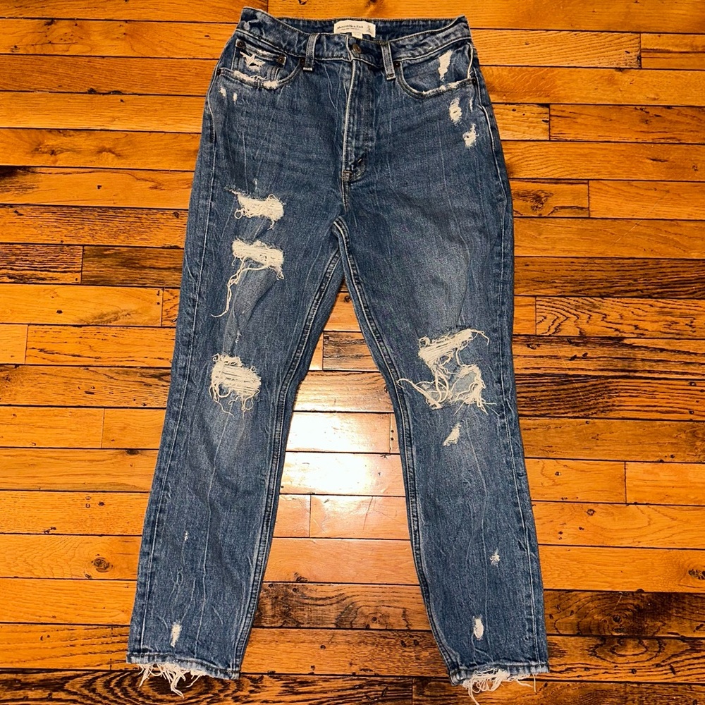 Abercrombie Curve Love Distressed Mom Jeans
